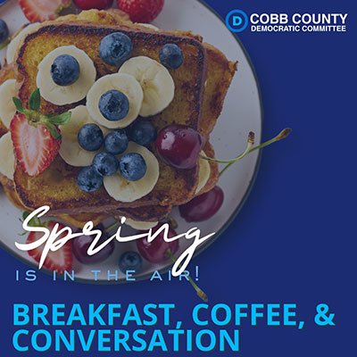 Image of a graphic showing French toast that advertises the March breakfast event