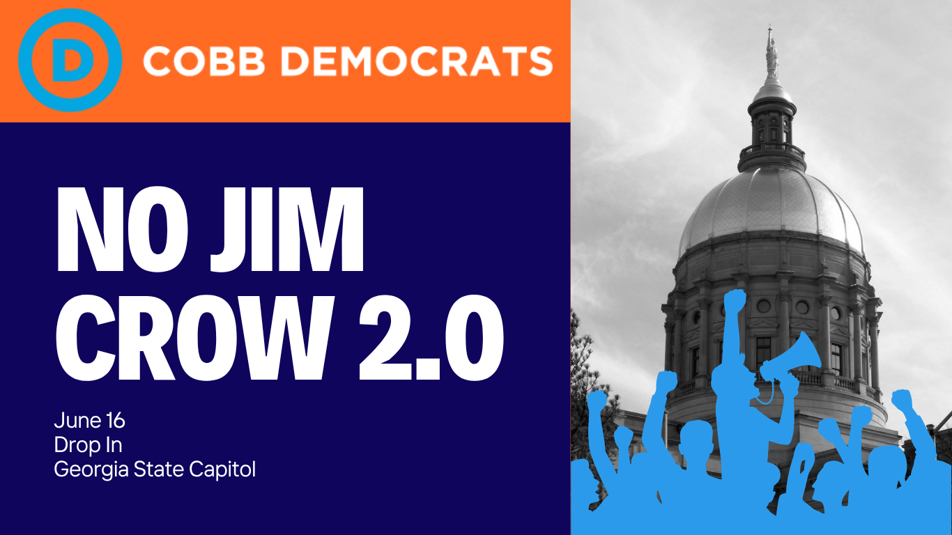 A graphic that says No Jim Crow 2.0 with a date