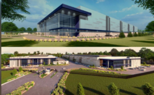 A computer generated image of a massive data center.